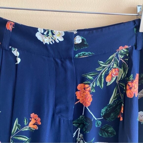 PARKER Pants Woman 2 Malolo Navy Daphne Joggers Silk Floral Mid Rise Pockets - Picture 5 of 16